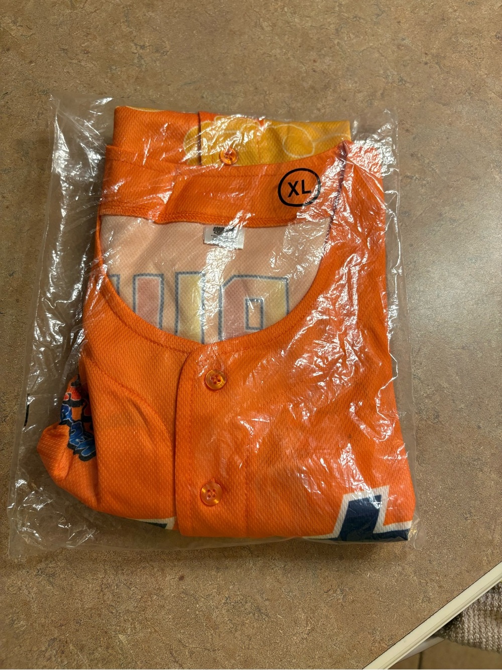 Orange Mets Naruto Graphic Button-Down lightweight jersey. Unisex size XL - Picture 7 of 7